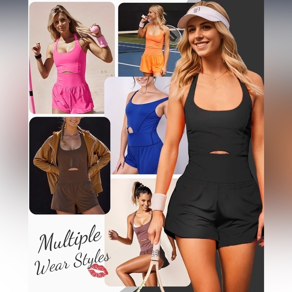 Womens New Wenlia Workout Romper Onesie with Padded Bras Sleeveless Romper